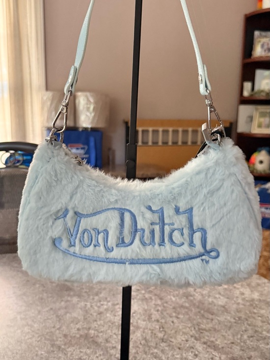 Von Dutch Handbags - Von Dutch Baby Blue Faux Fur Mini Shoulder Bag